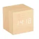 Grundig wekker neutraal houtnerf blokje 6x6x6 cm 